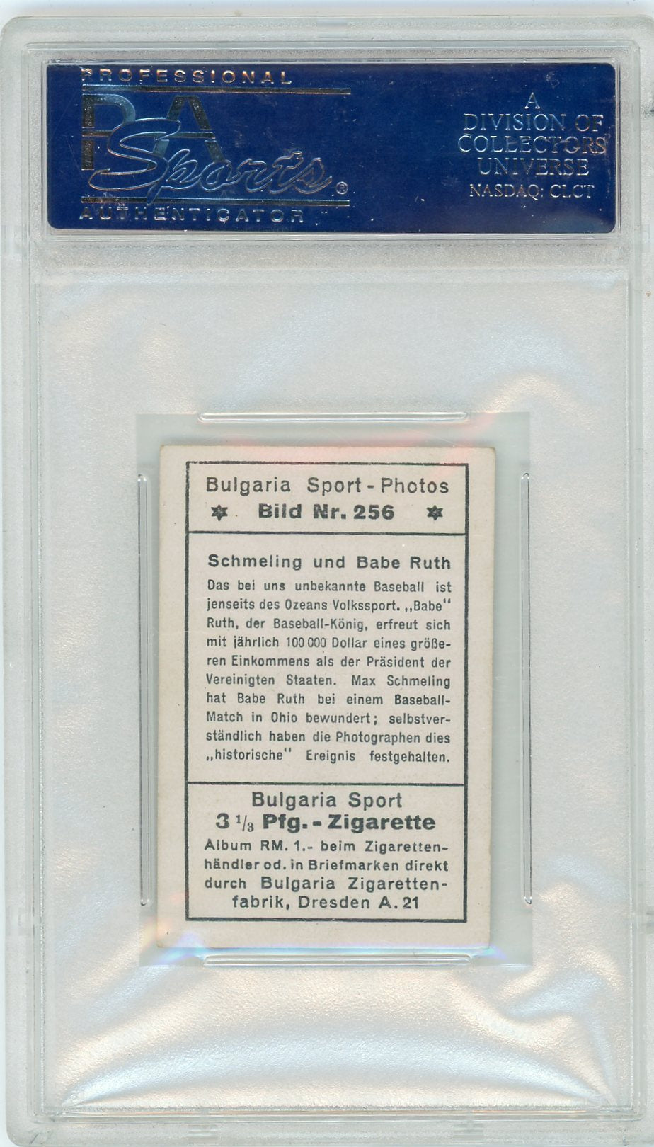 1932 Bulgaria Sport-Photos B. Ruth M. Schmeling #256 PSA 6.5