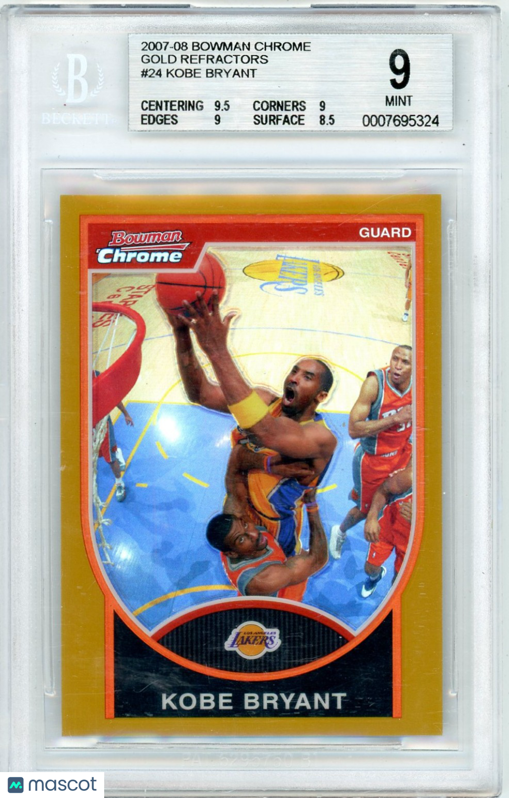 2007 Bowman Chrome Refractors Gold Kobe Bryant #24 BGS 9