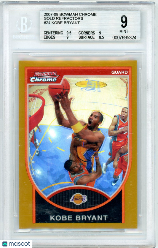 2007 Bowman Chrome Refractors Gold Kobe Bryant #24 BGS 9