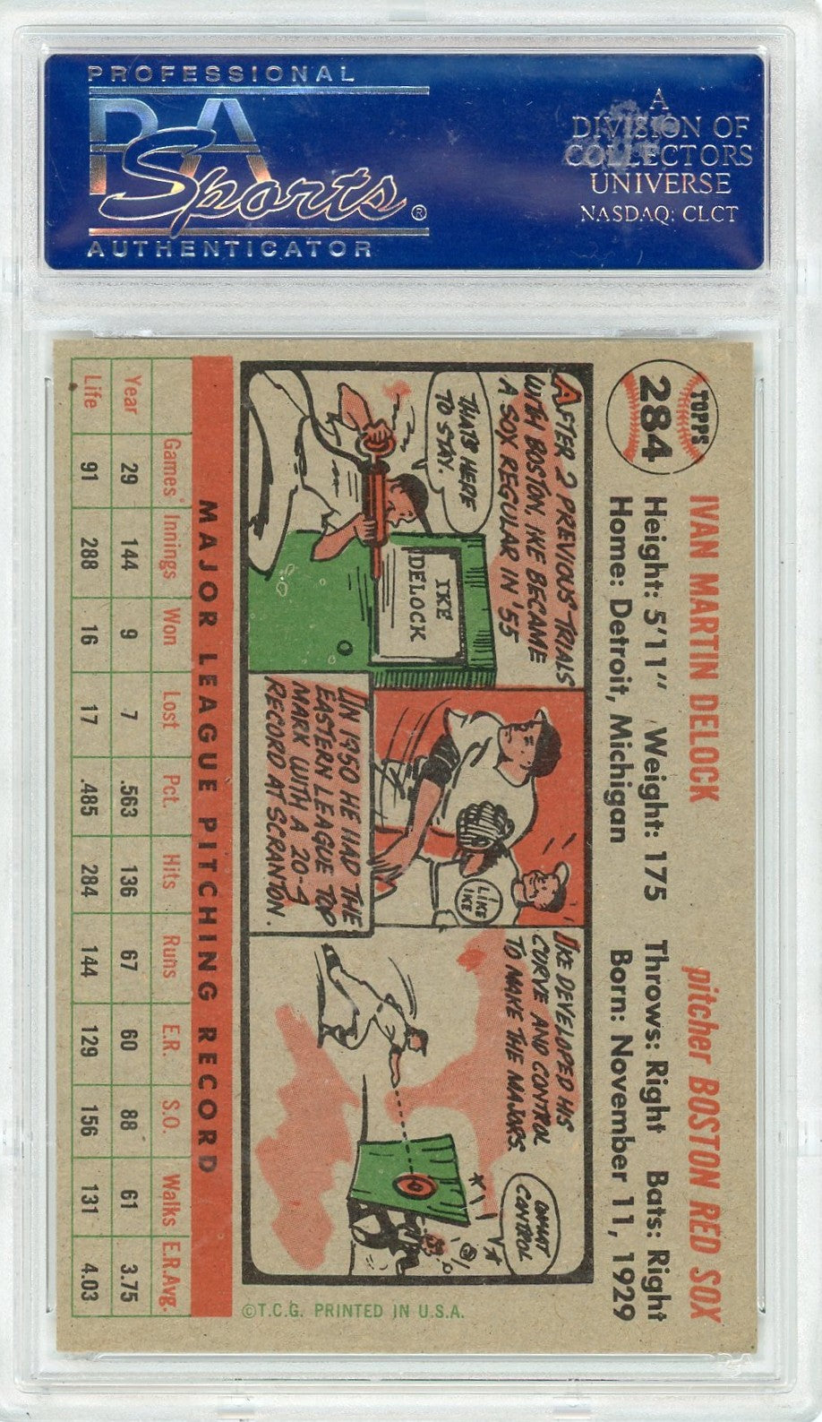 1956 Topps Ike Delock #284 PSA 8