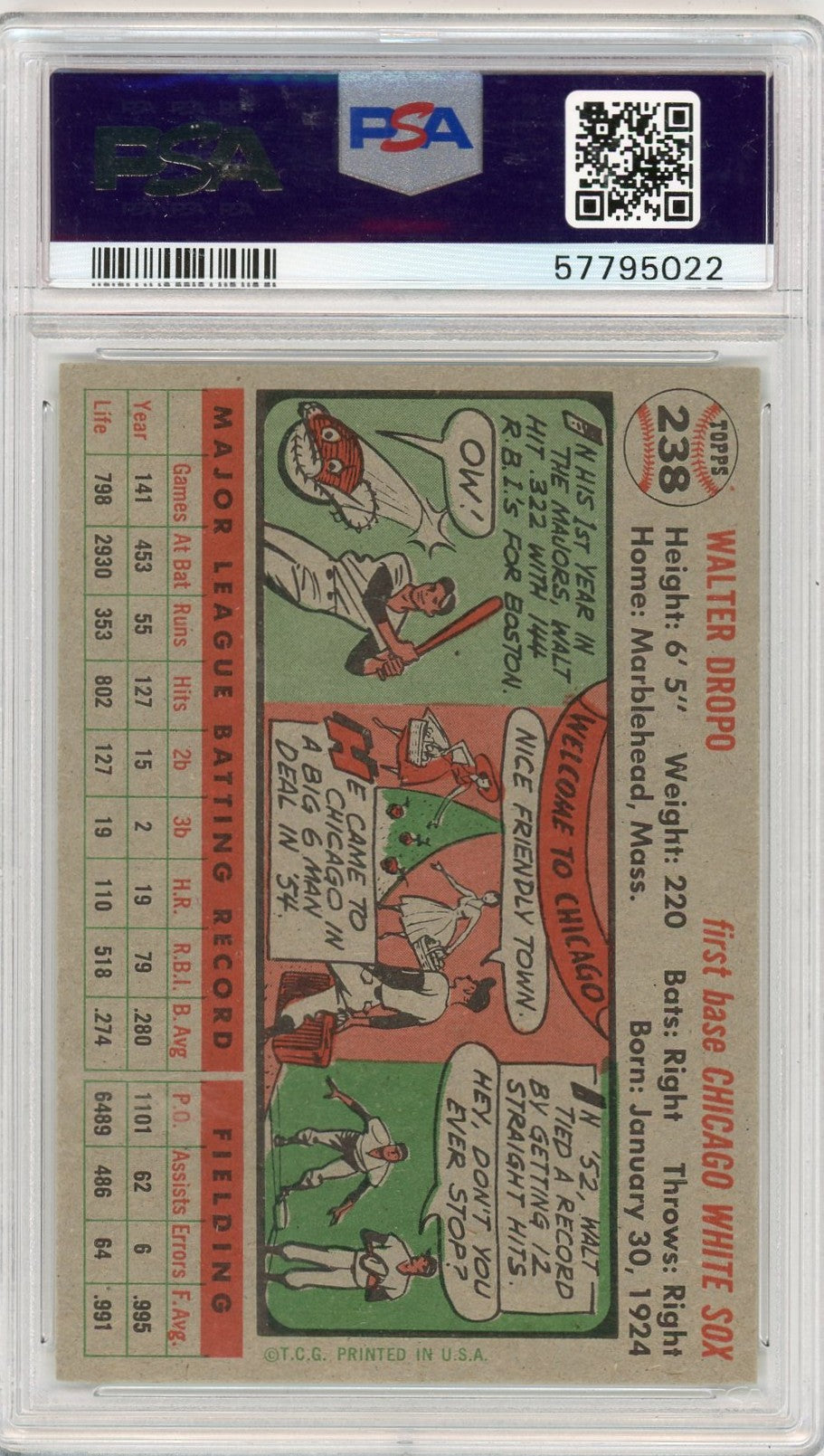 1956 Topps Walt Dropo #238 PSA 7