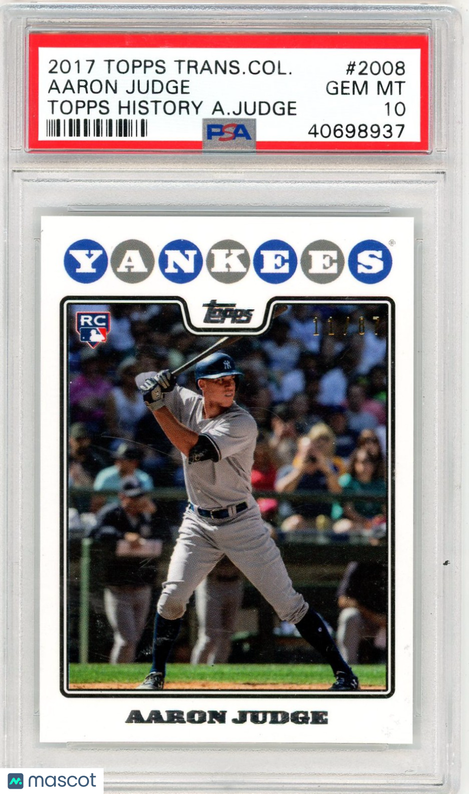 2017 Topps Transcendent Collection Topps History Aaron Judge #2008 PSA 10