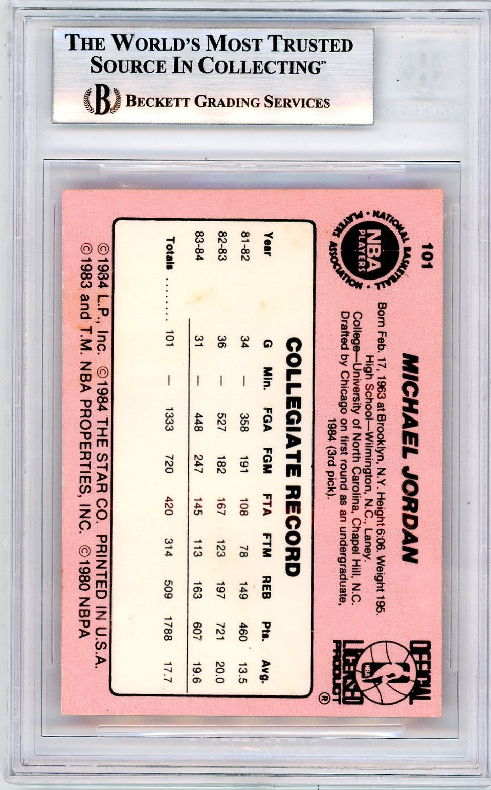 1984 Star Michael Jordan XRC #101 BGS 7.5