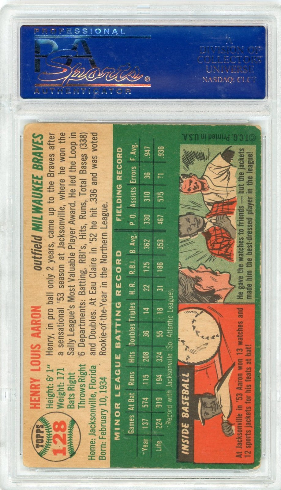 1954 Topps Henry Aaron #128 PSA 4