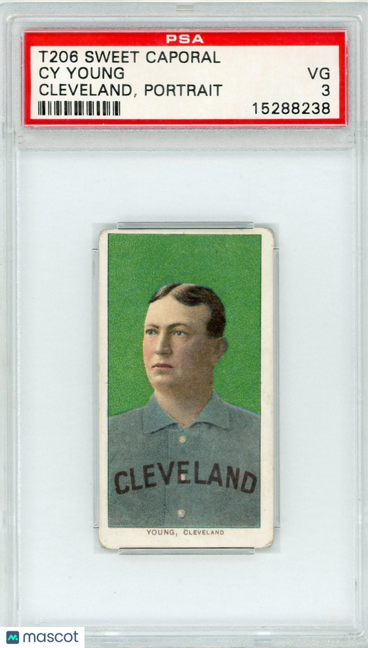 1909-11 T206 Sweet Caporal Cy Young Cleveland, Portrait PSA 3