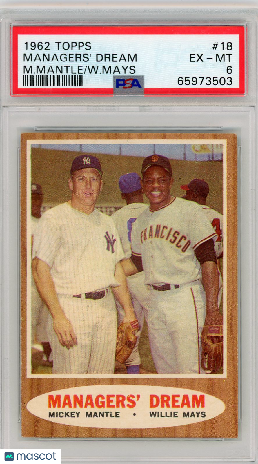1962 Topps Managers' Dream #18 M. Mantle W. Mays PSA 6