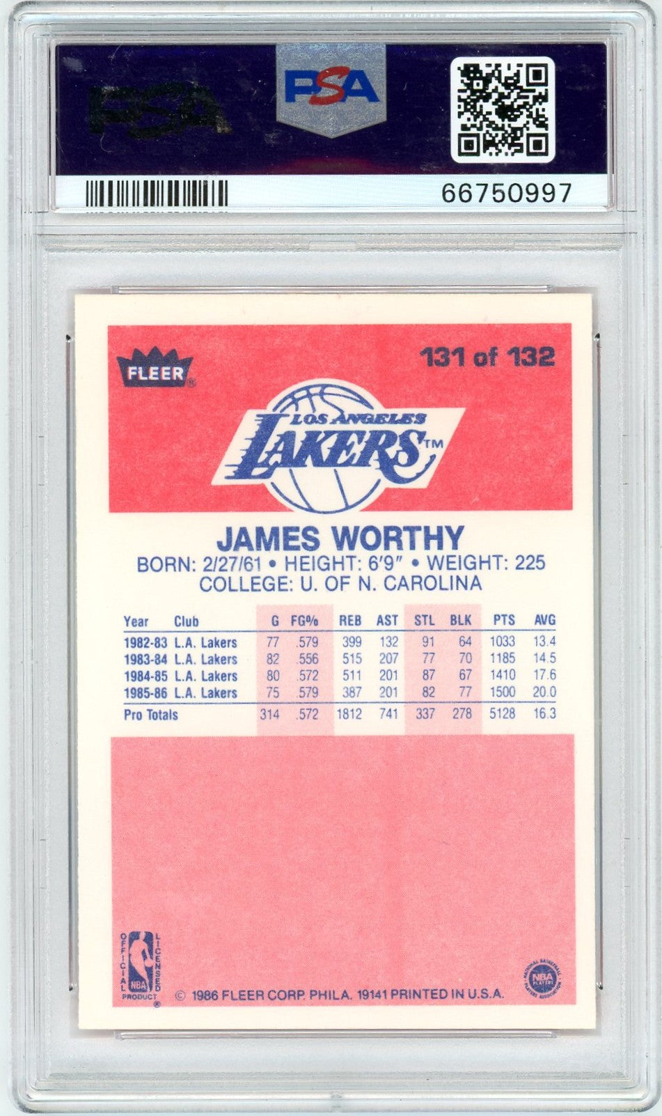 1986 Fleer James Worthy #131 PSA 9