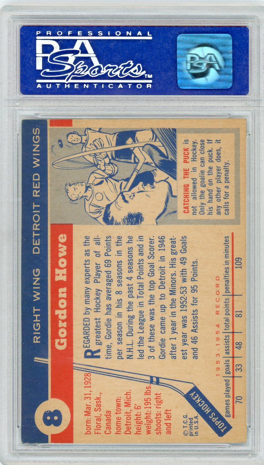 1954 Topps Gordie Howe #8 PSA 7