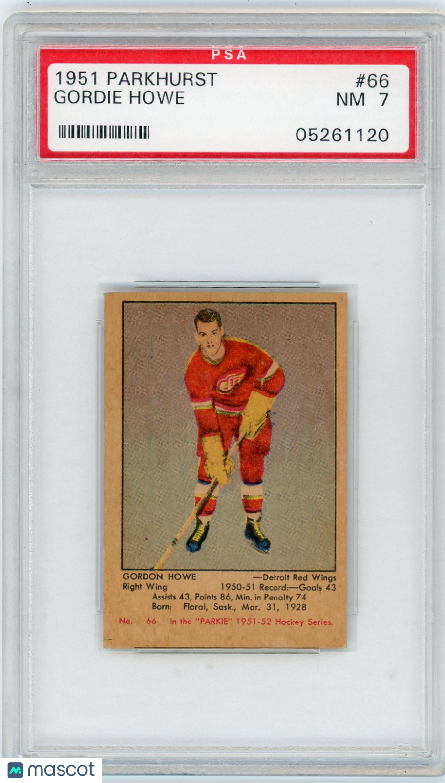 1951 Parkhurst Gordie Howe #66 PSA 7