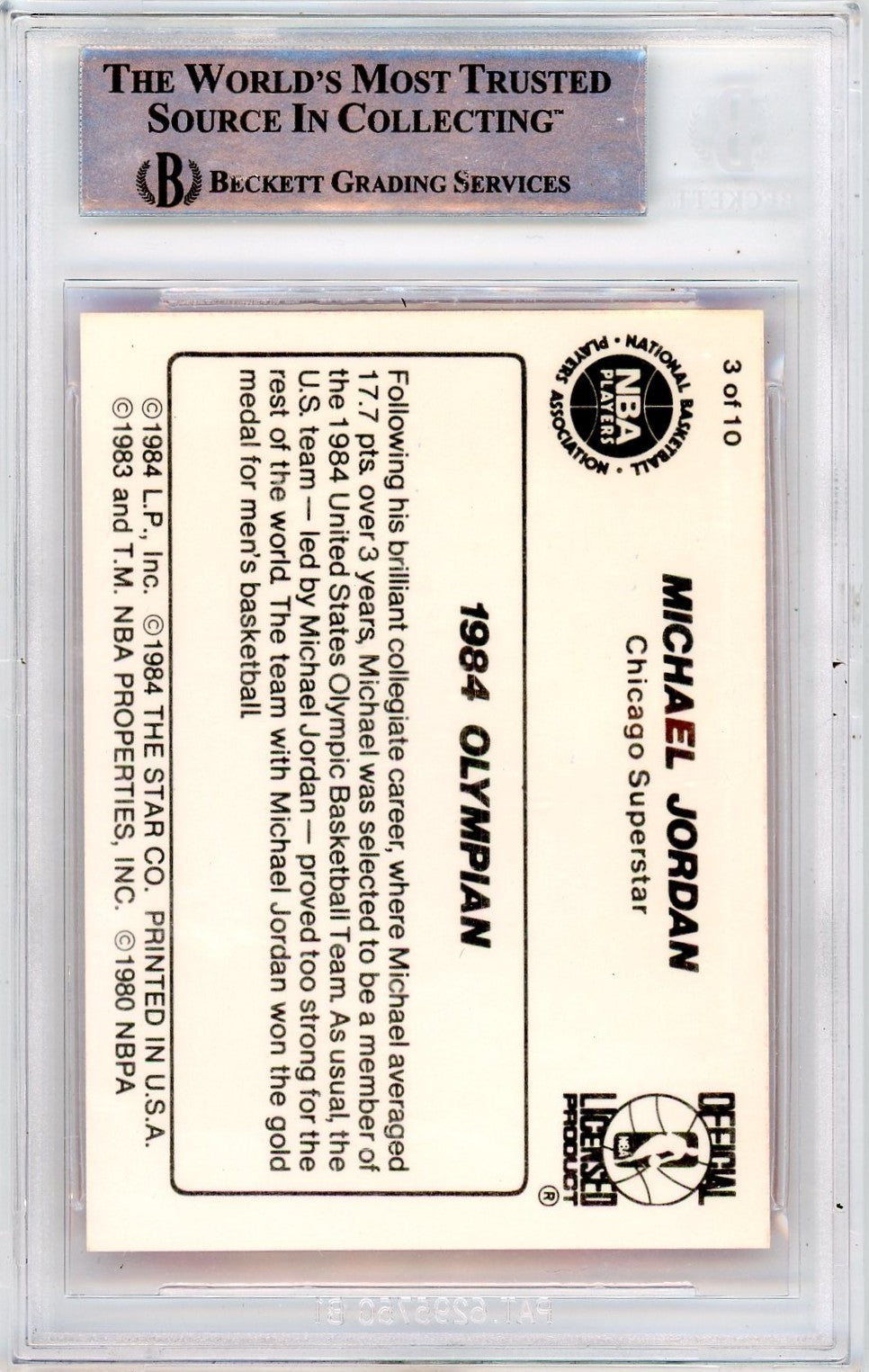 1986 Star Michael Jordan 1984 Olympian Michael Jordan #3 BGS 9 /1984