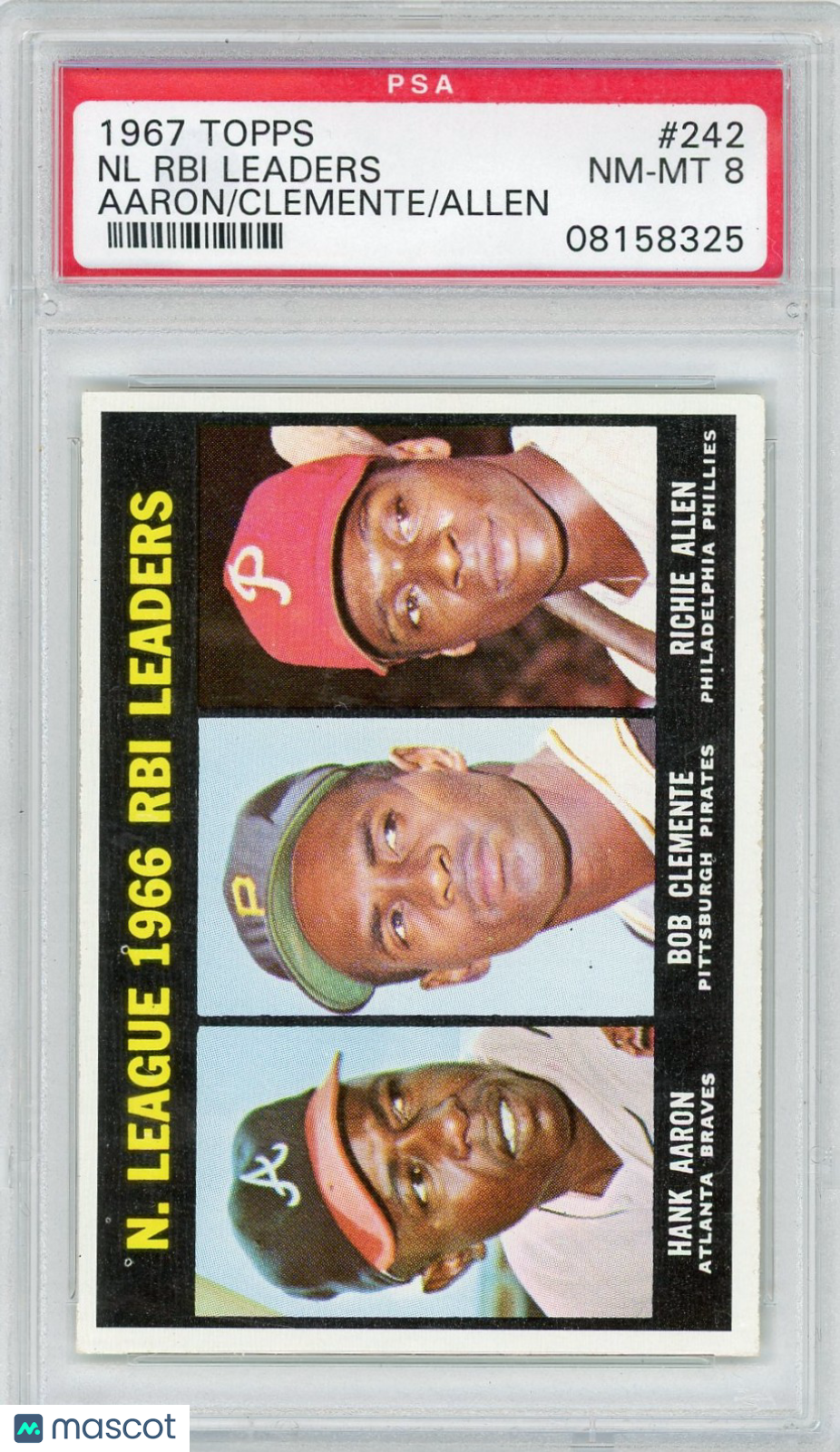 1967 Topps NL Rbi Leaders #242 Aaron Clemente Allen PSA 8