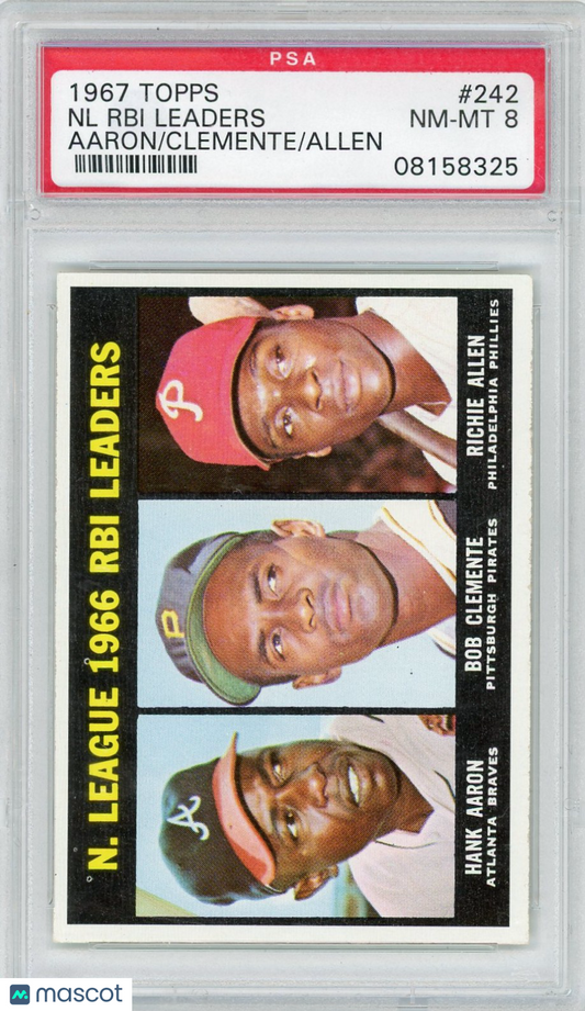 1967 Topps NL Rbi Leaders #242 Aaron Clemente Allen PSA 8