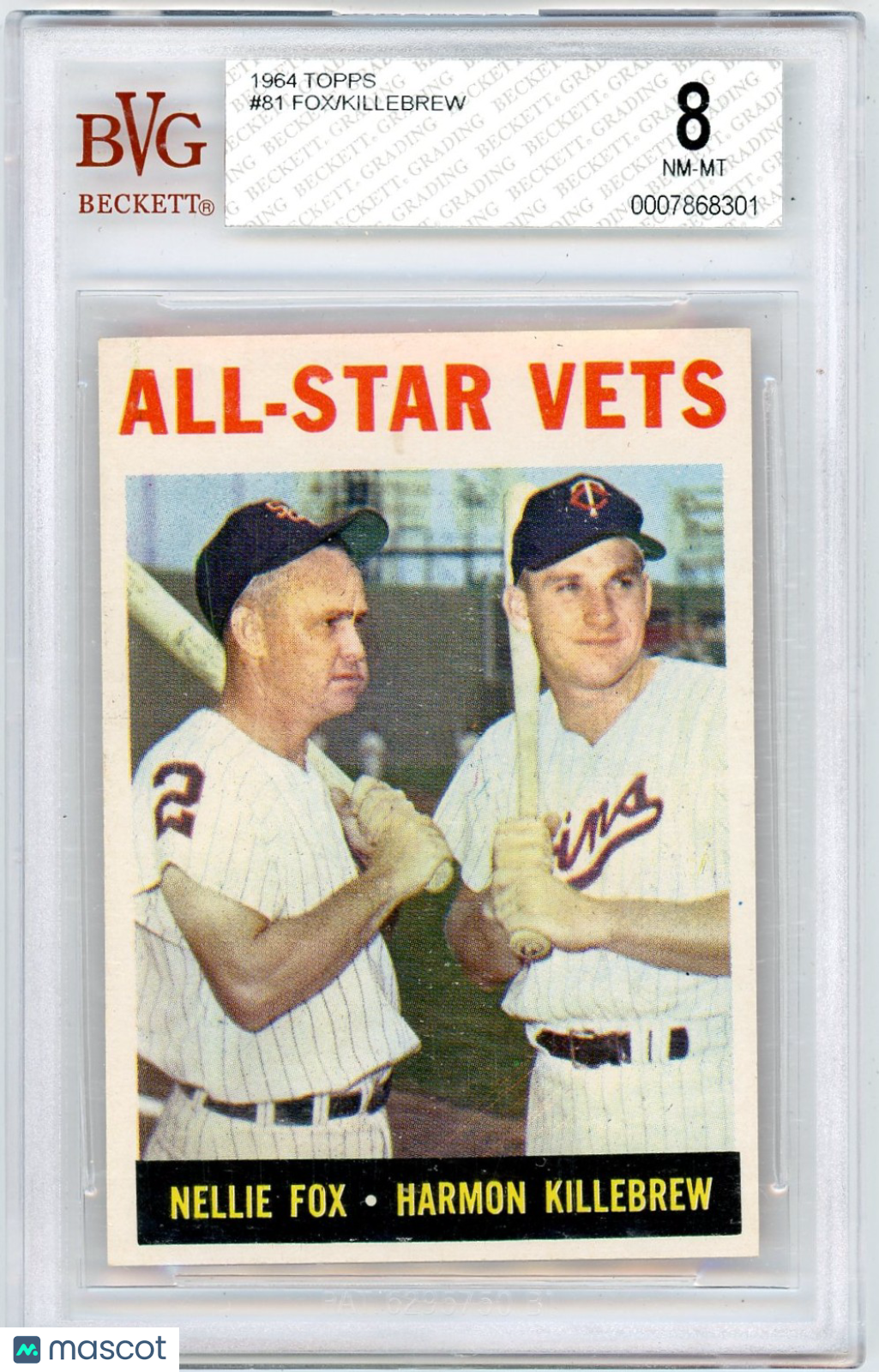 1964 Topps Harmon Killebrew Nellie Fox All-Star Vets #81 BVG 8 /Nellie