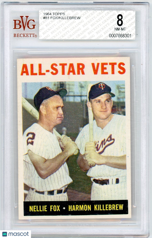 1964 Topps Harmon Killebrew Nellie Fox All-Star Vets #81 BVG 8 /Nellie