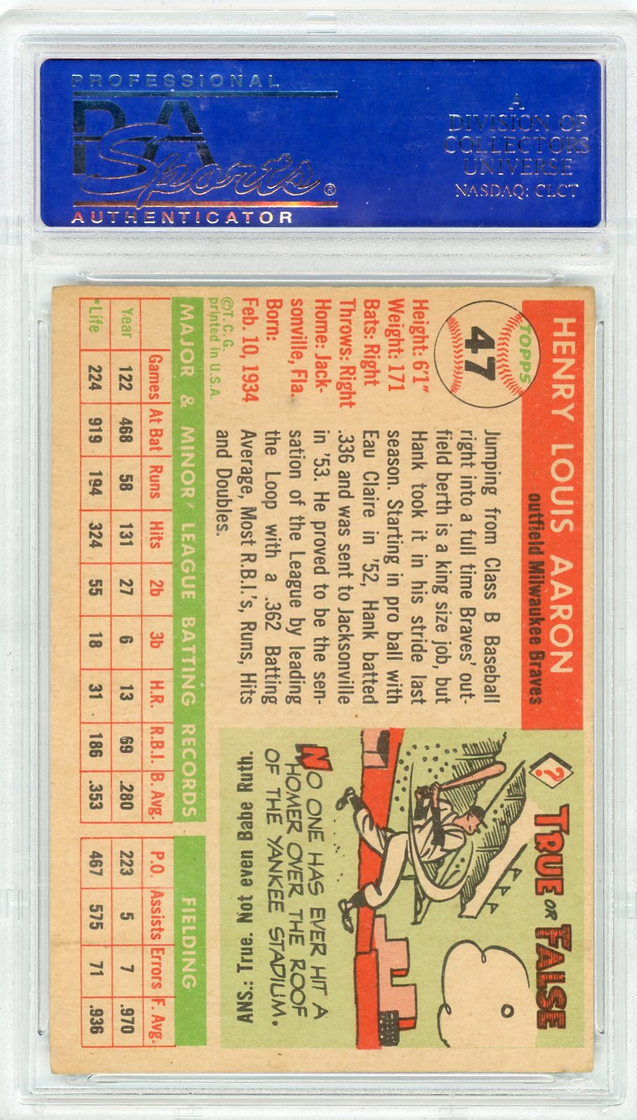1955 Topps Hank Aaron #47 PSA 5