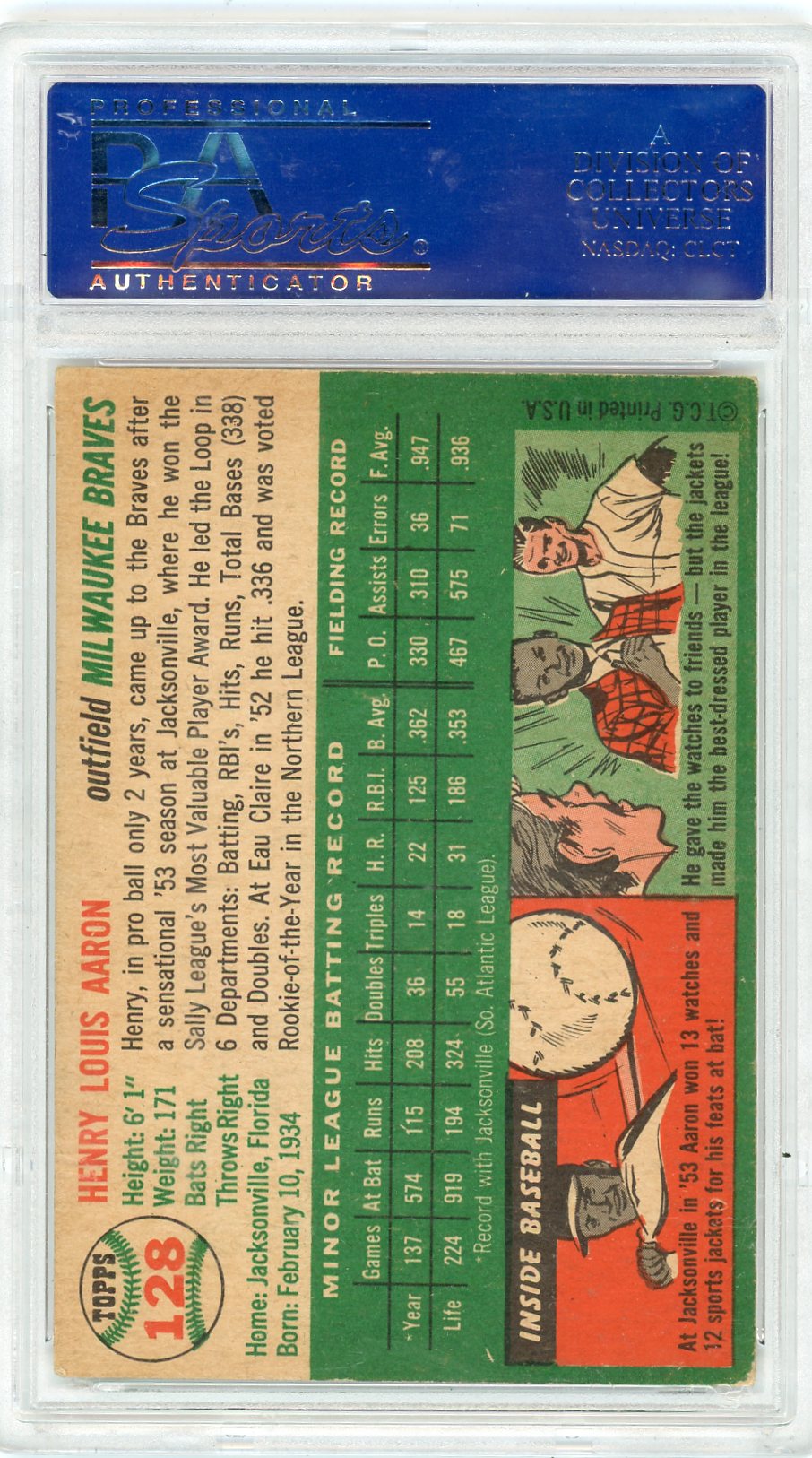 1954 Topps Henry Aaron #128 PSA 4