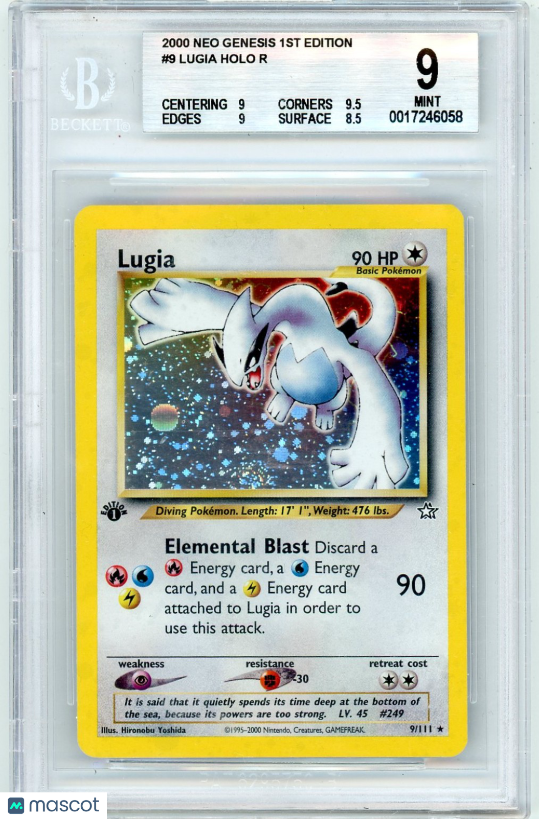 2000 Pokemon Neo Genesis 1st Edition Lugia HOLO R #9 BGS 9