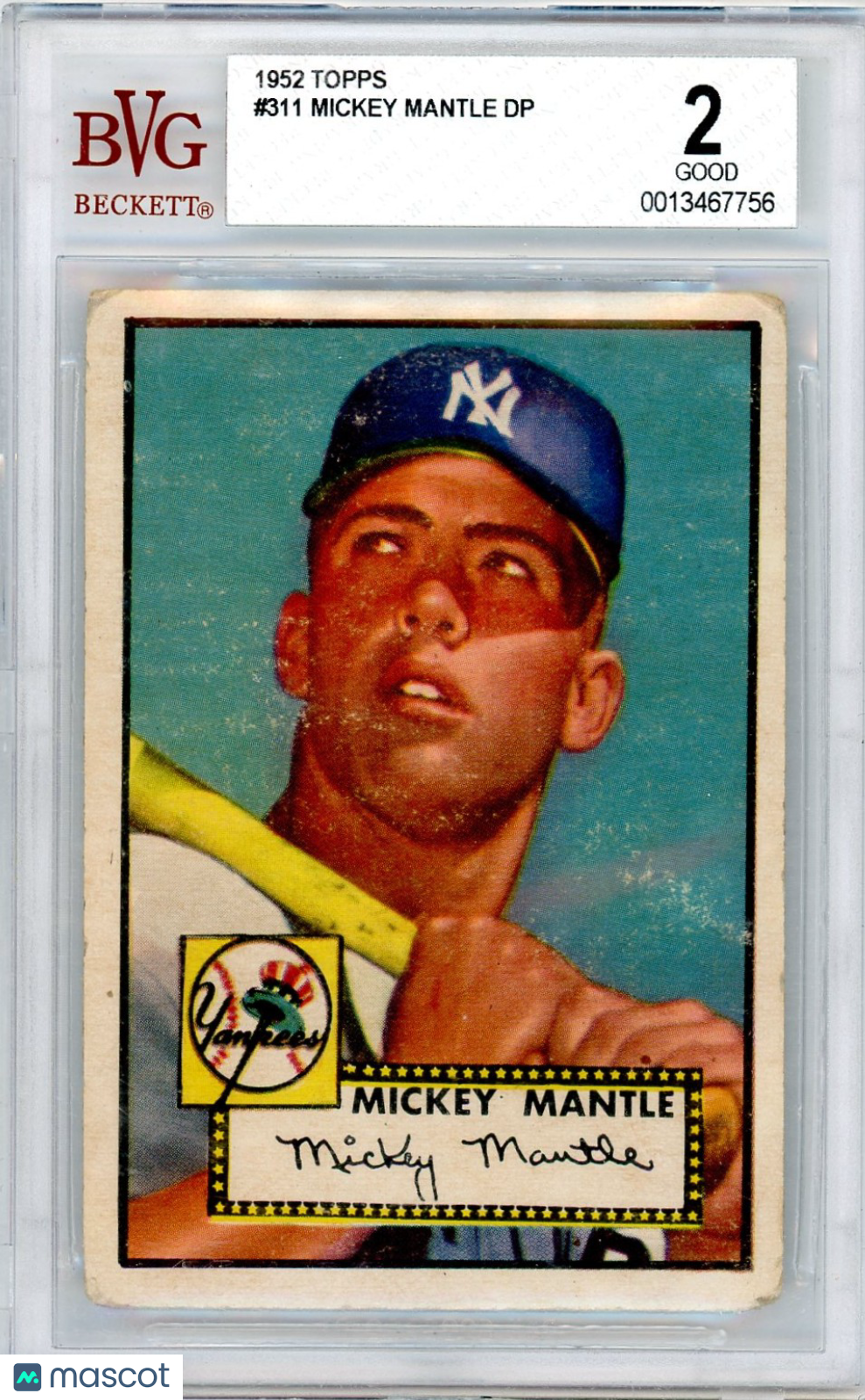 1952 Topps Mickey Mantle DP #311 BVG 2