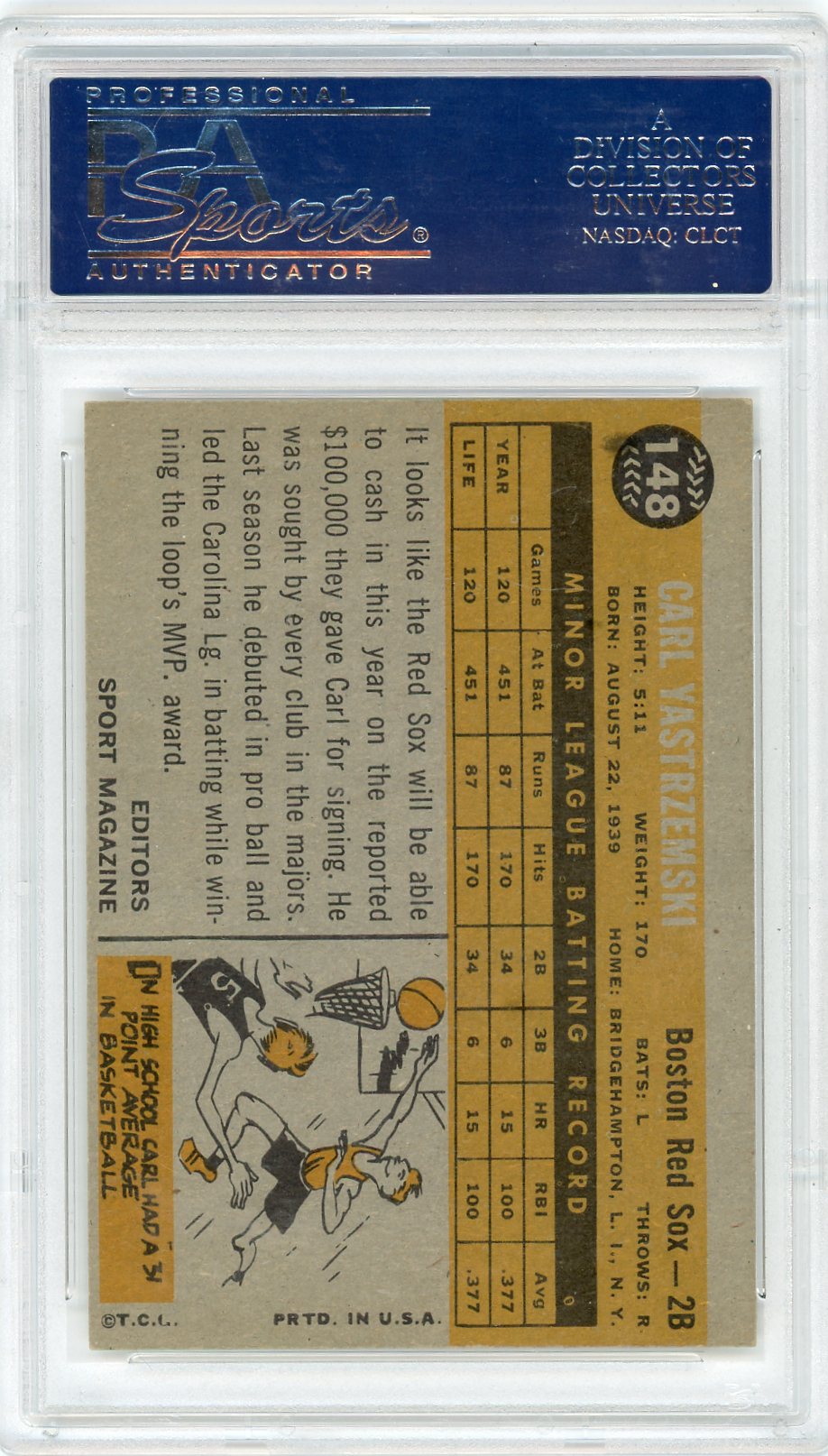 1960 Topps Carl Yastrzemski #148 Rookie Star PSA 6