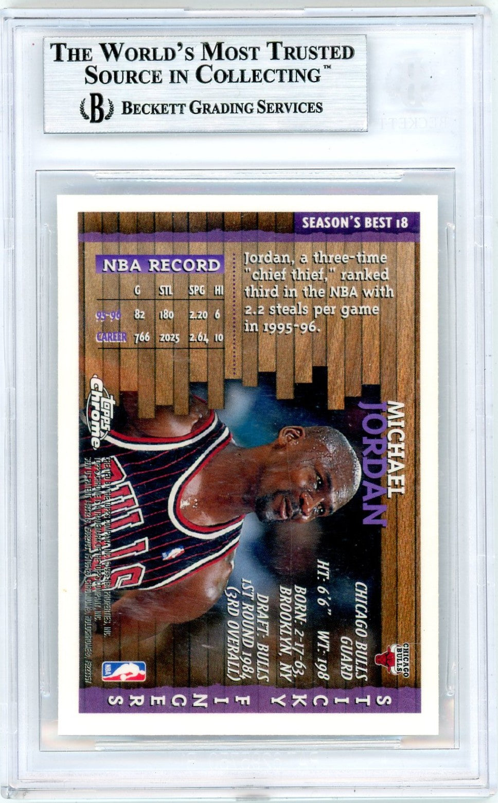 1996 Topps Chrome Season's Best Michael Jordan #SB18 BGS 8.5