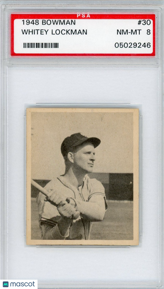 1948 Bowman Whitey Lockman #30 PSA 8