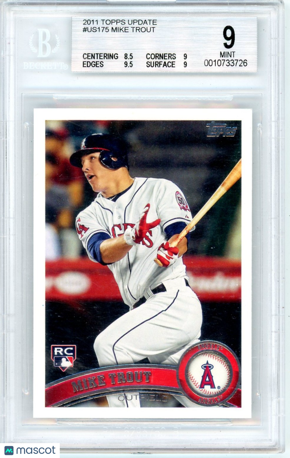 2011 Topps Update Mike Trout #US175 BGS 9 Rookie
