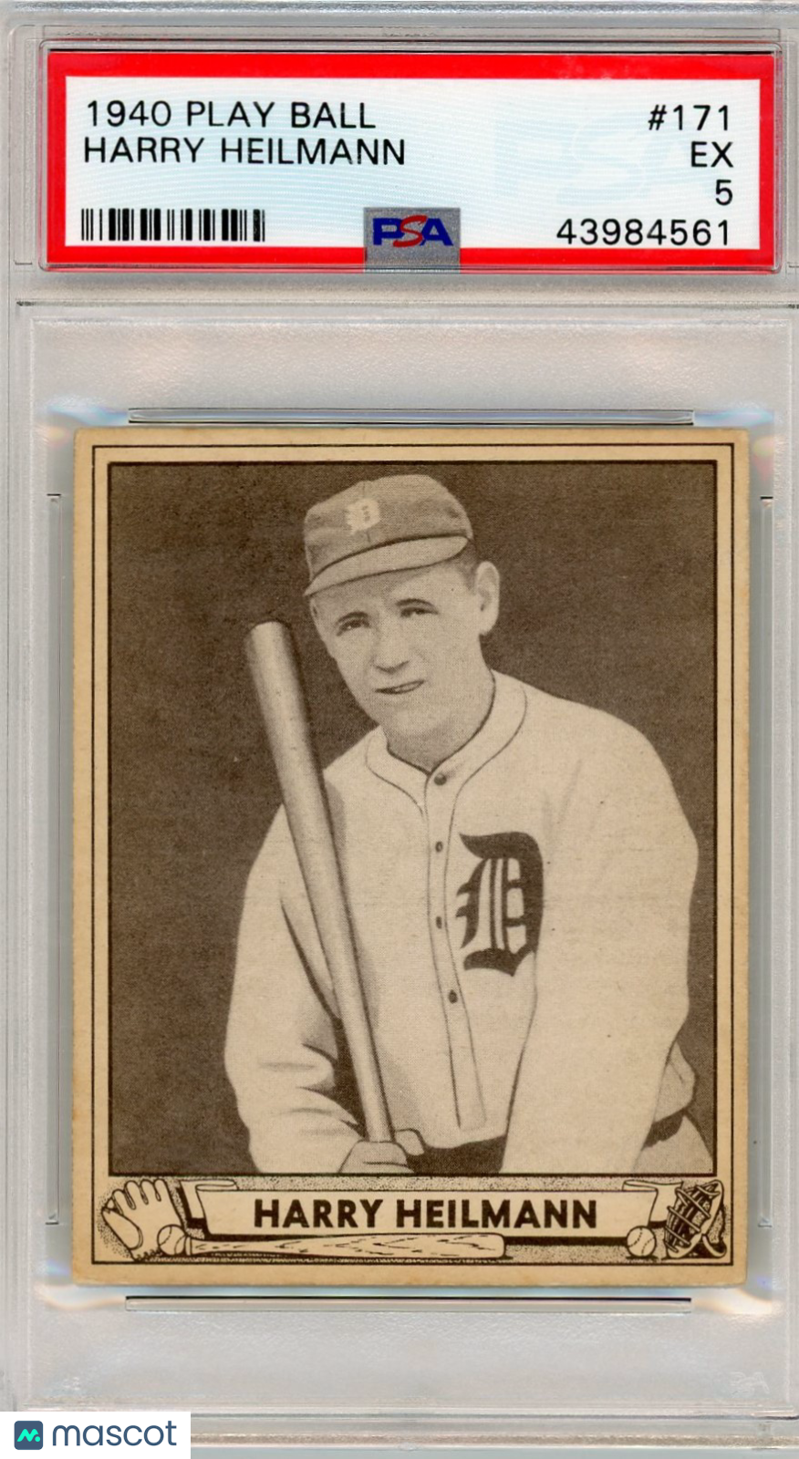 1940 Play Ball Harry Heilmann #171 PSA 5