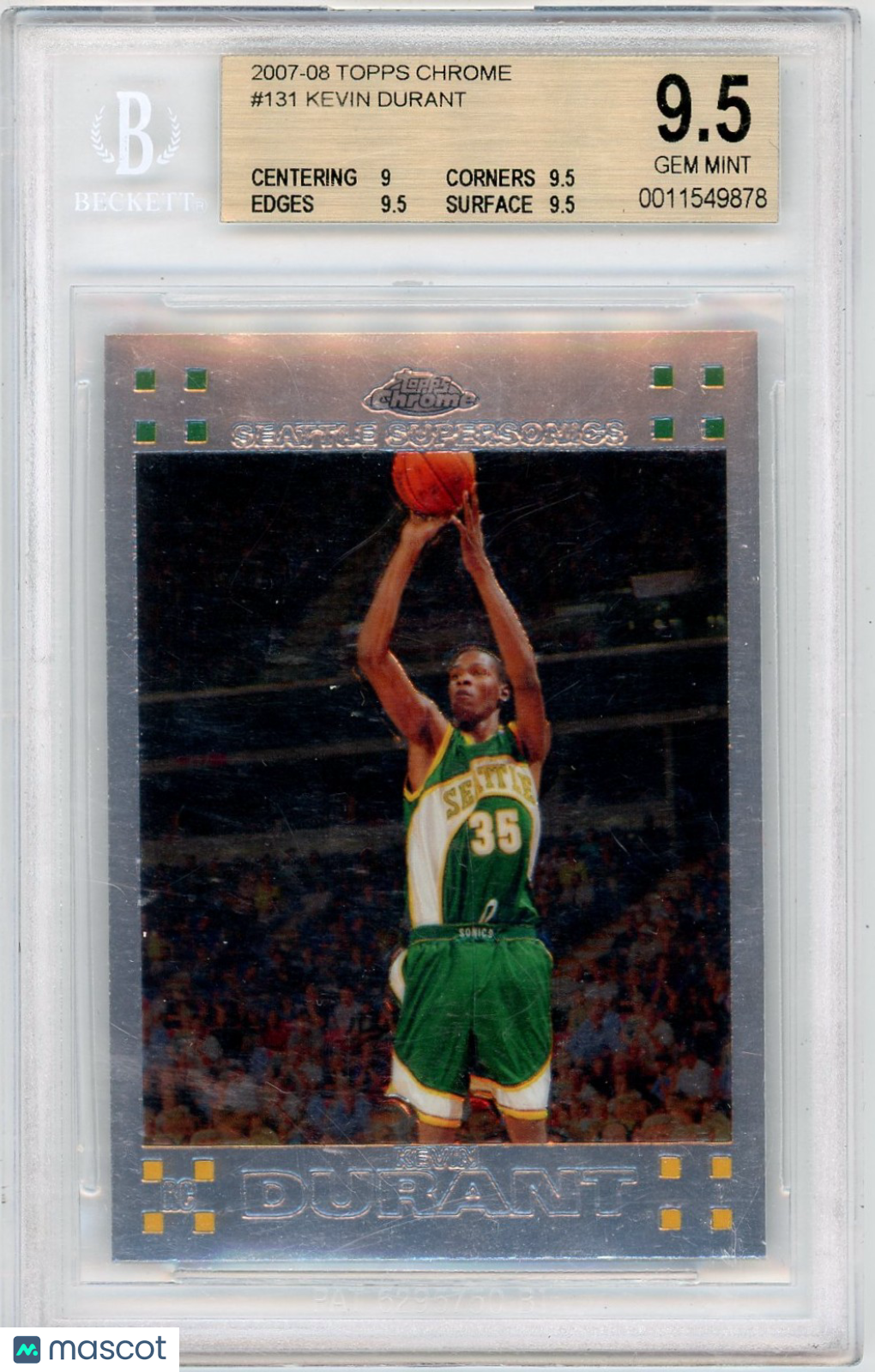2007 Topps Chrome Kevin Durant #131 BGS 9.5 Rookie