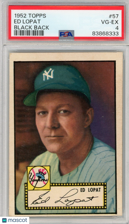1952 Topps Ed Lopat #57 Black Back PSA 4