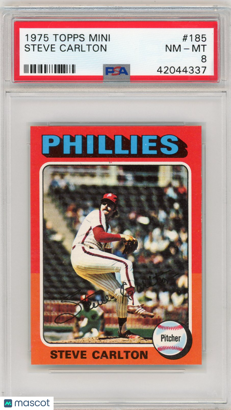 1975 Topps Mini Steve Carlton #185 PSA 8