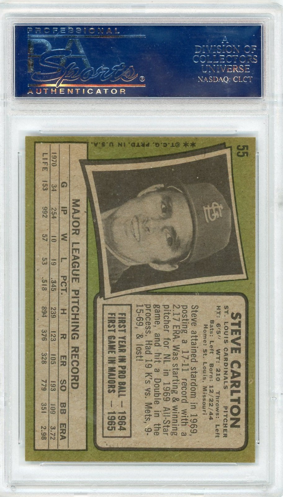 1971 Topps Steve Carlton #55 PSA 7