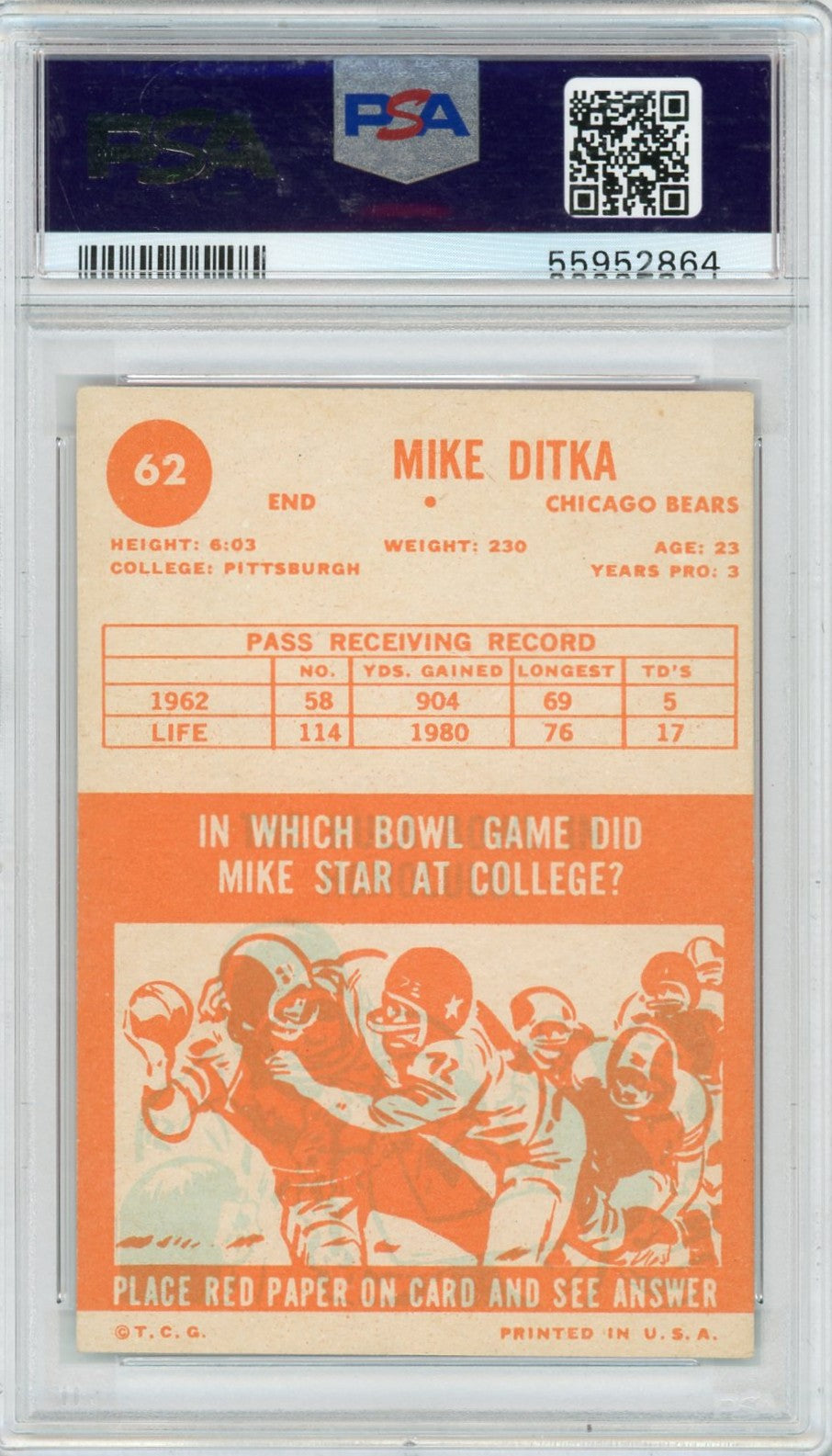 1963 Topps Mike Ditka #62 PSA 4