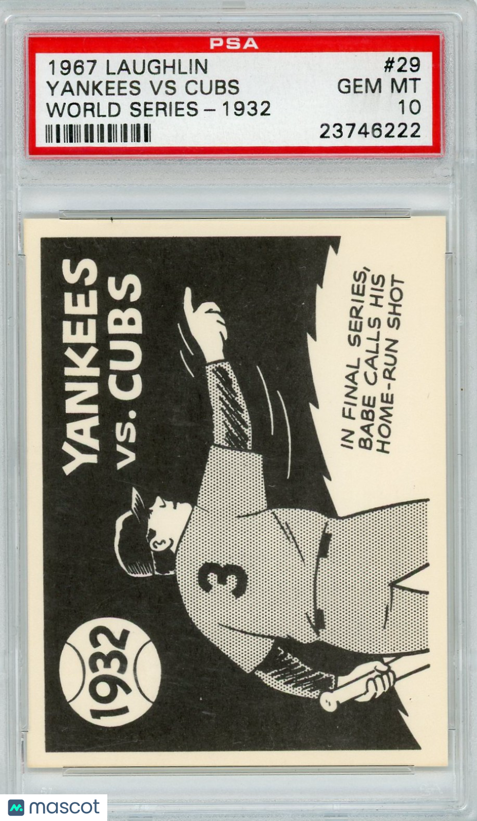 1967 Laughlin World Series Yankees VS Cubs #29 1932 PSA 10