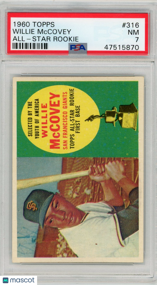 1960 Topps Willie Mccovey #316 All Star Rookie PSA 7