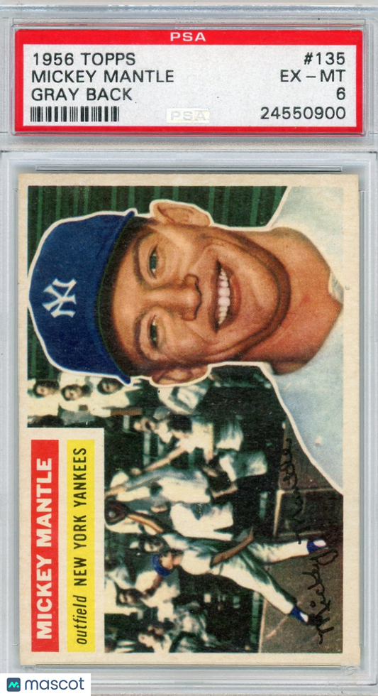 1956 Topps Mickey Mantle #135 Gray Back PSA 6