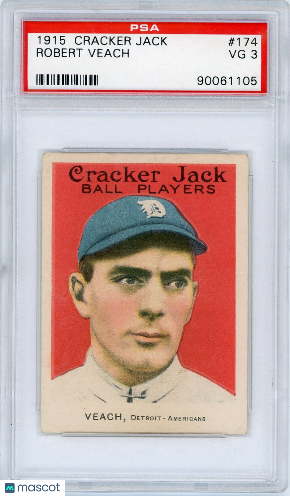 1915 Cracker Jack Robert Veach #174 PSA 3