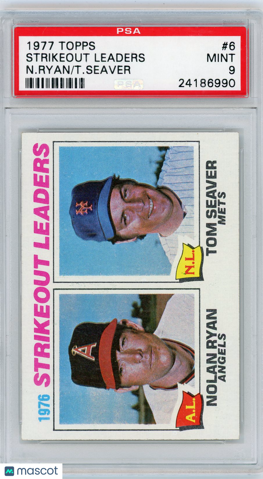 1977 Topps Strikeout Leaders #6 N. Ryan T. Seaver PSA 9
