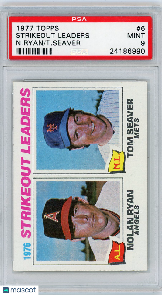 1977 Topps Strikeout Leaders #6 N. Ryan T. Seaver PSA 9