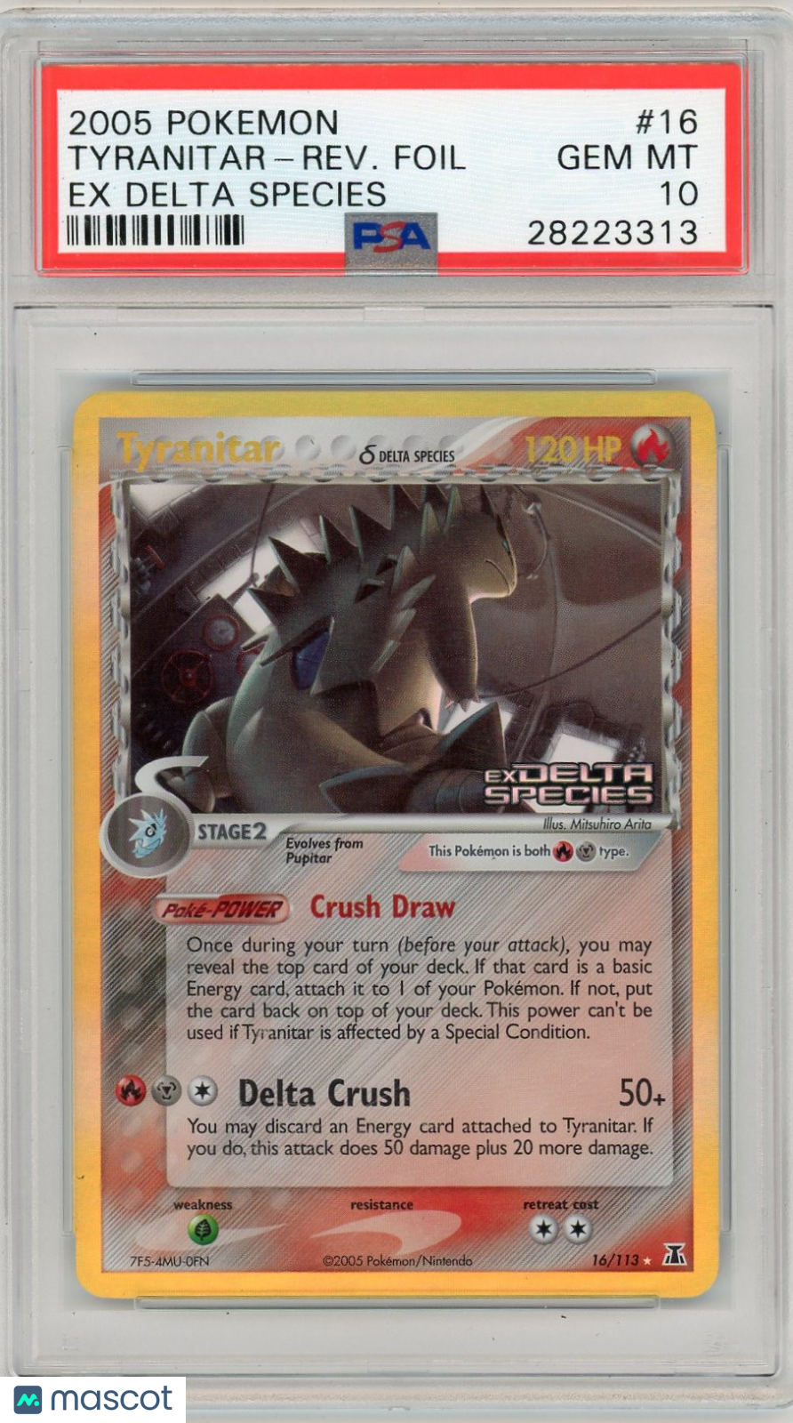 2005 Pokemon EX Delta Species Tyranitar-Rev. Foil Delta Species PSA 10 #16