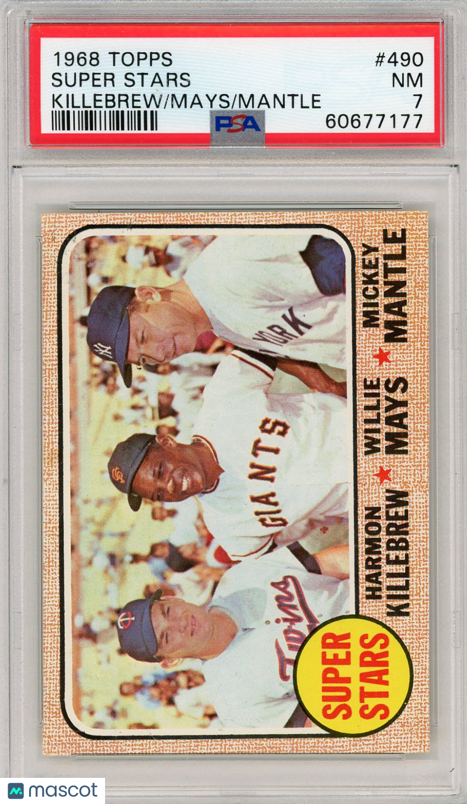 1968 Topps Super Stars #490 Killebrew Mays Mantle PSA 7