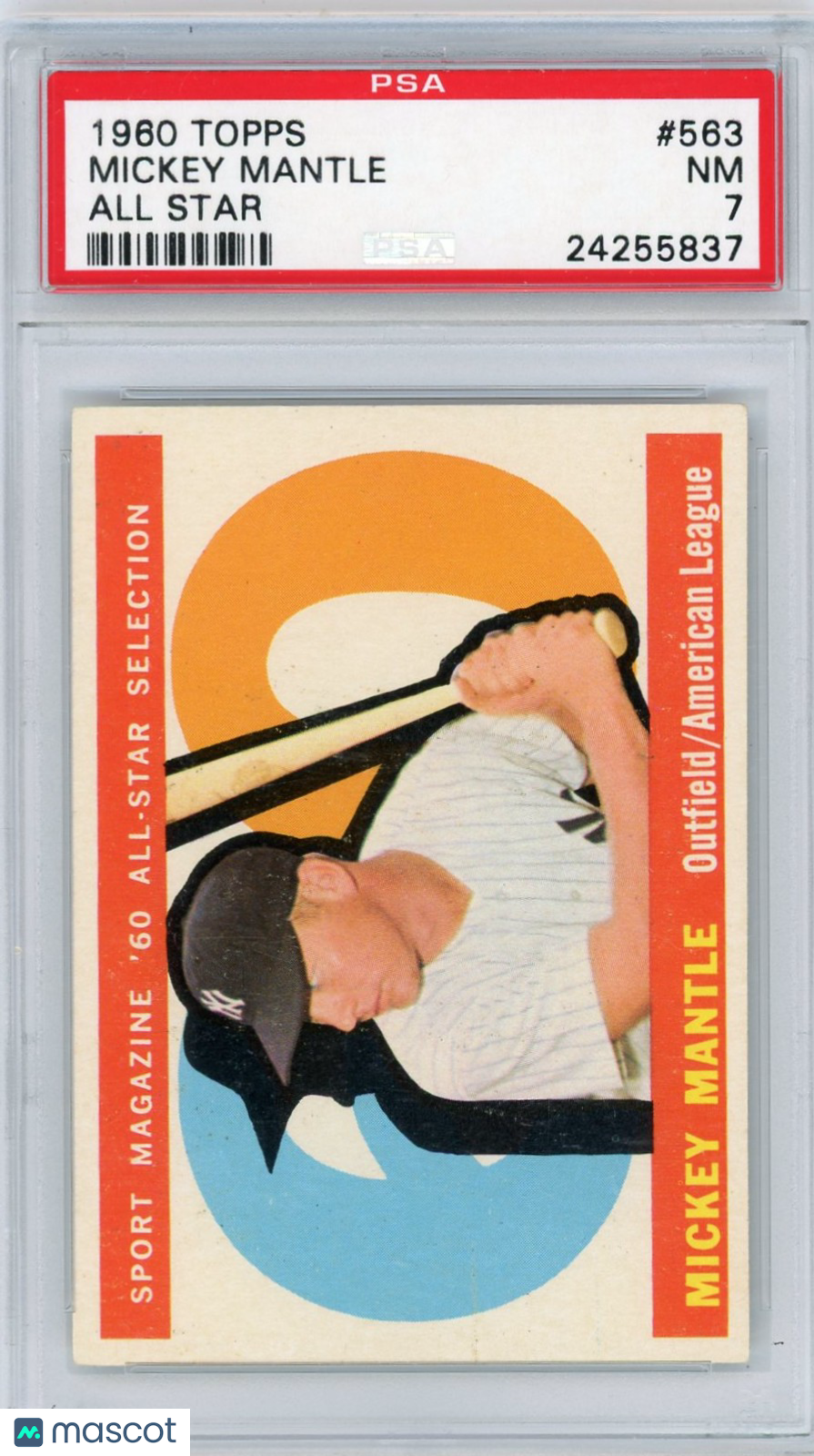 1960 Topps Mickey Mantle #563 All Star PSA 7