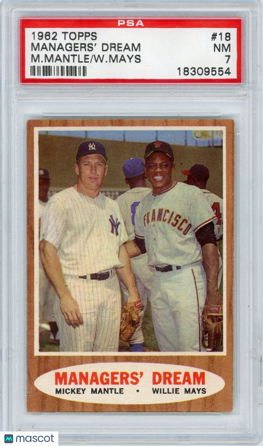 1962 Topps Managers' Dream #18 M. Mantle W. Mays PSA 7