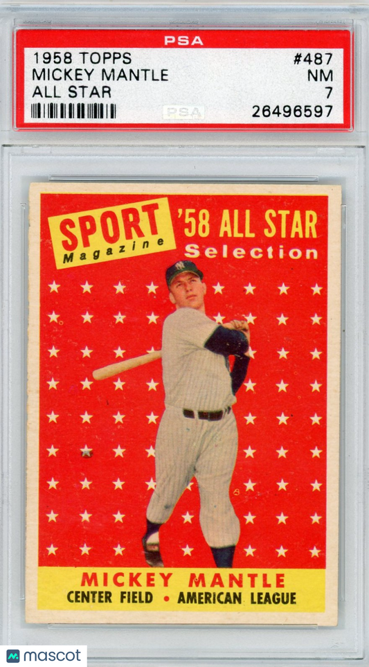 1958 Topps Mickey Mantle #487 All Star PSA 7