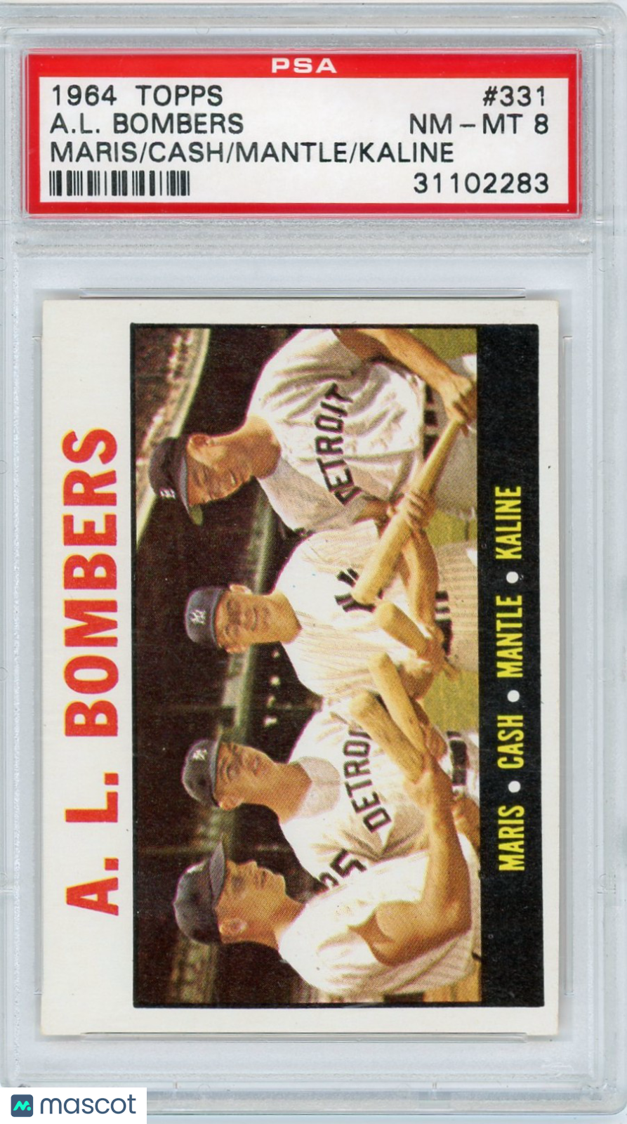 1964 Topps A. L. Bombers #331 Maris Cash Mantle Kaline PSA 8
