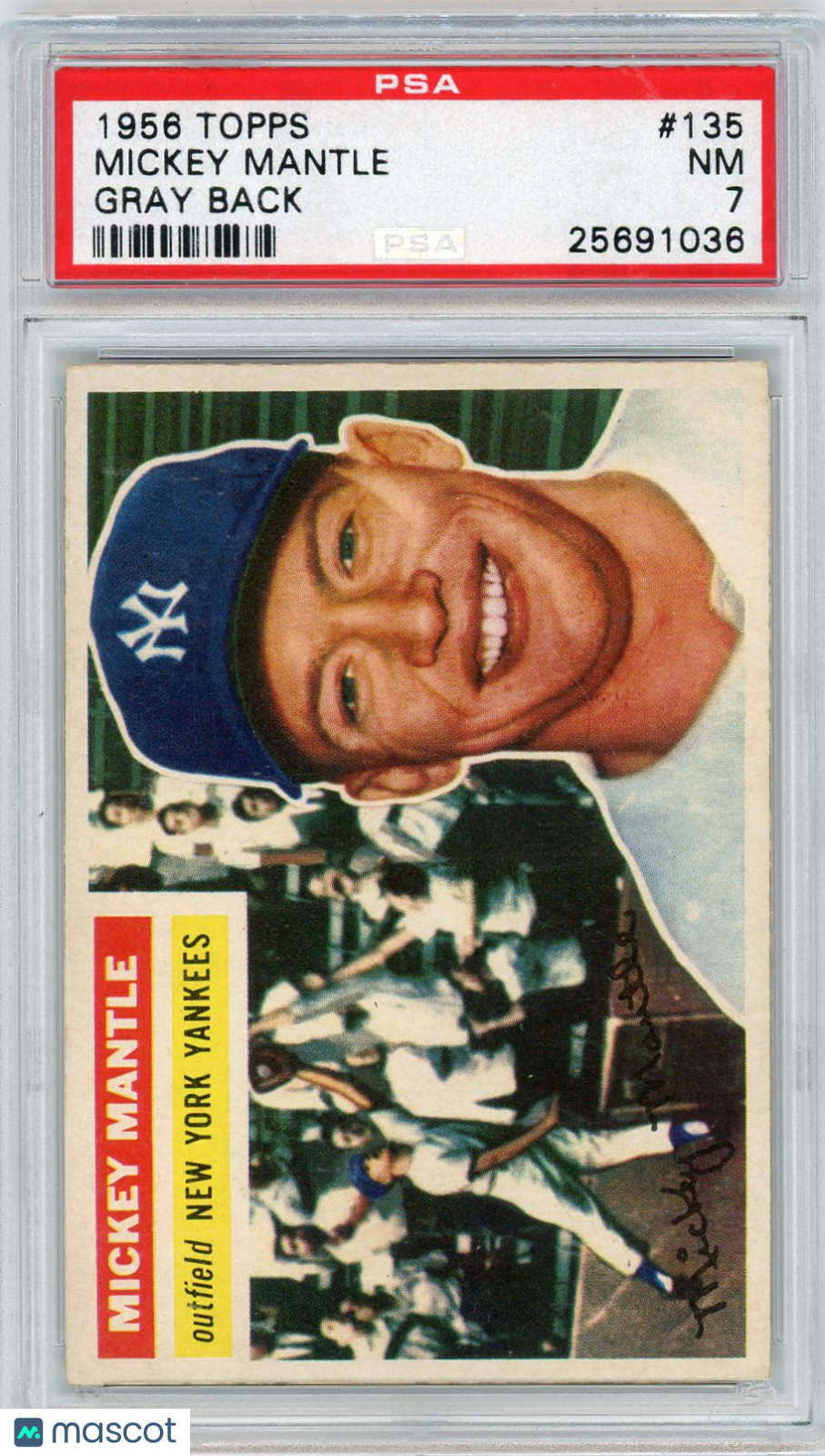 1956 Topps Mickey Mantle #135 Gray Back PSA 7
