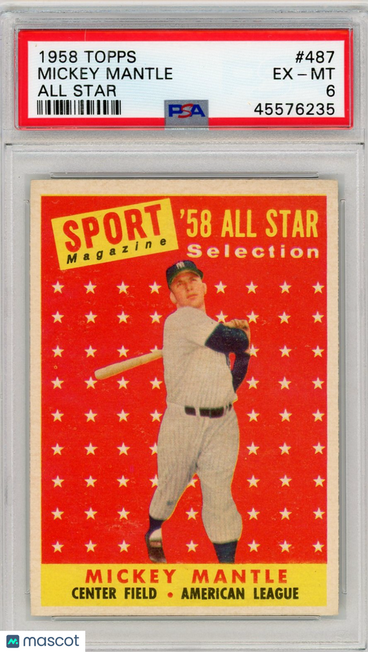 1958 Topps Mickey Mantle #487 All Star PSA 6