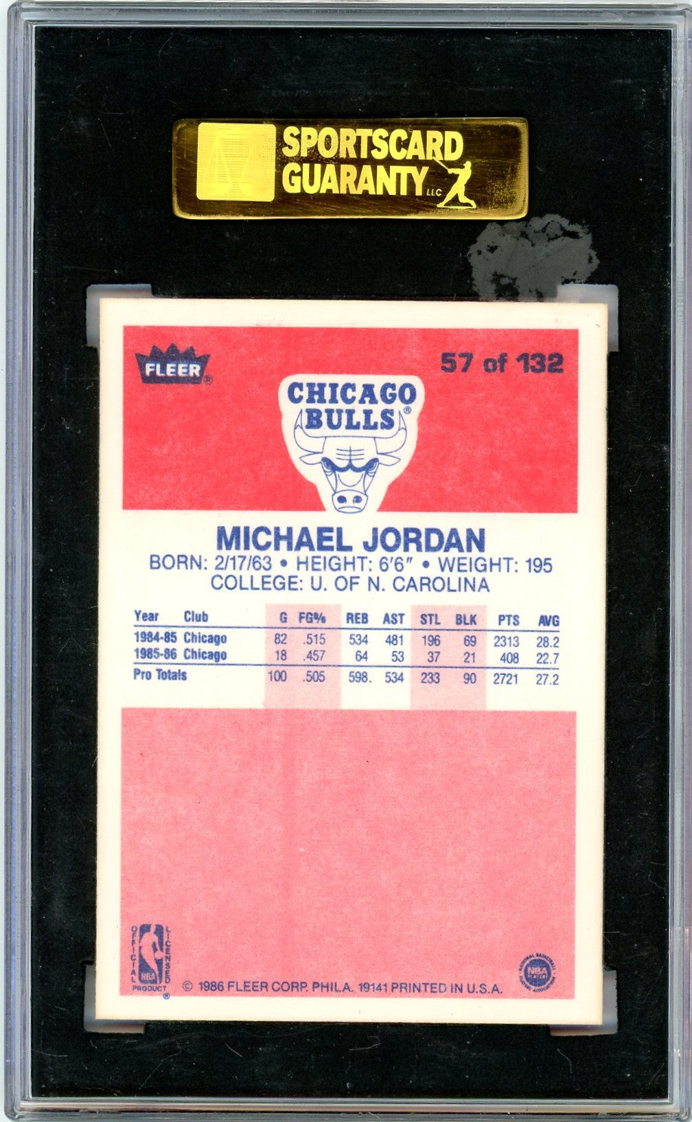 1986 Fleer Michael Jordan #57 SGC 8.5