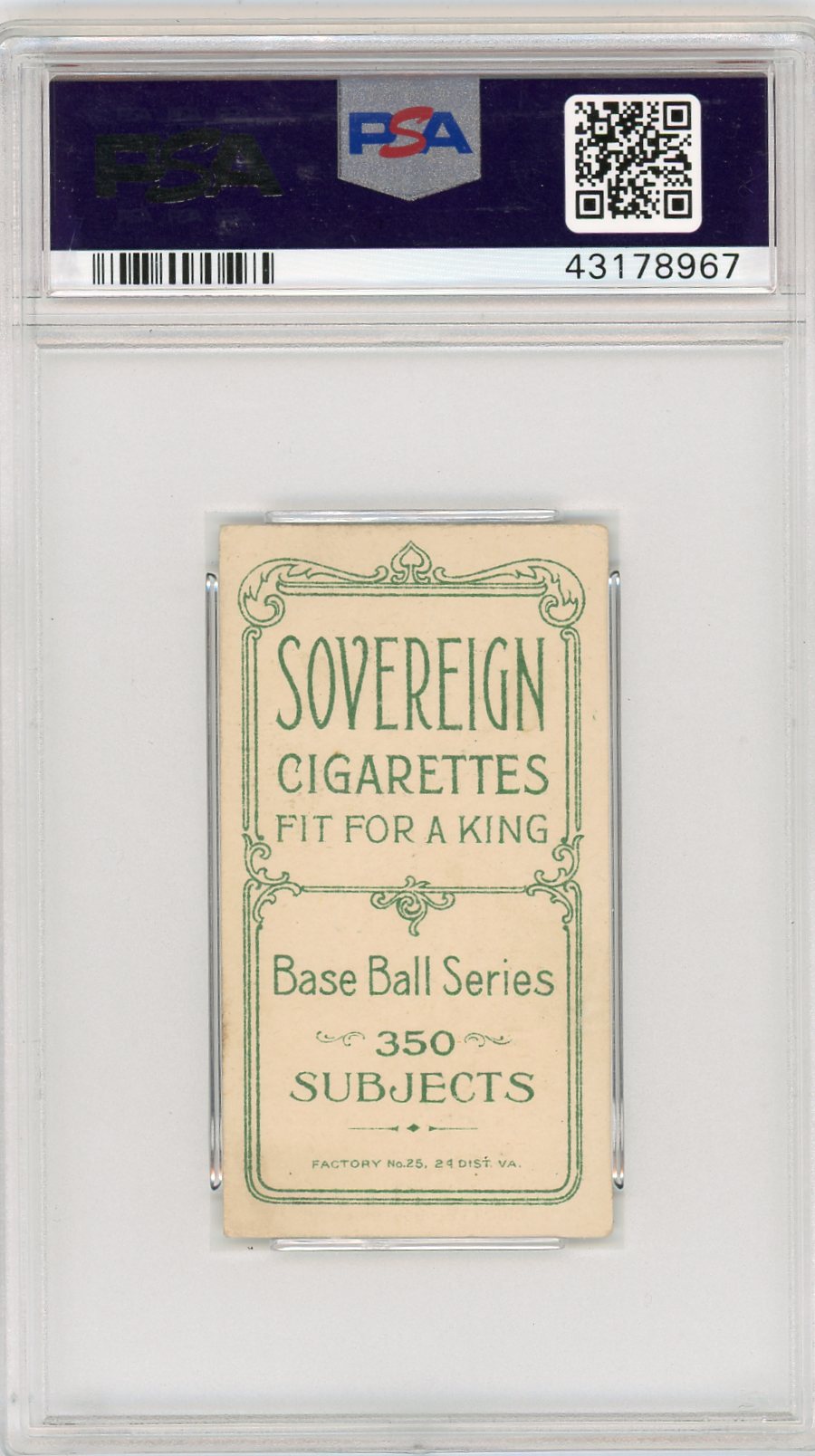 1909-11 T206 Sovereign 350 Ty Cobb Bat On Shoulder PSA 4