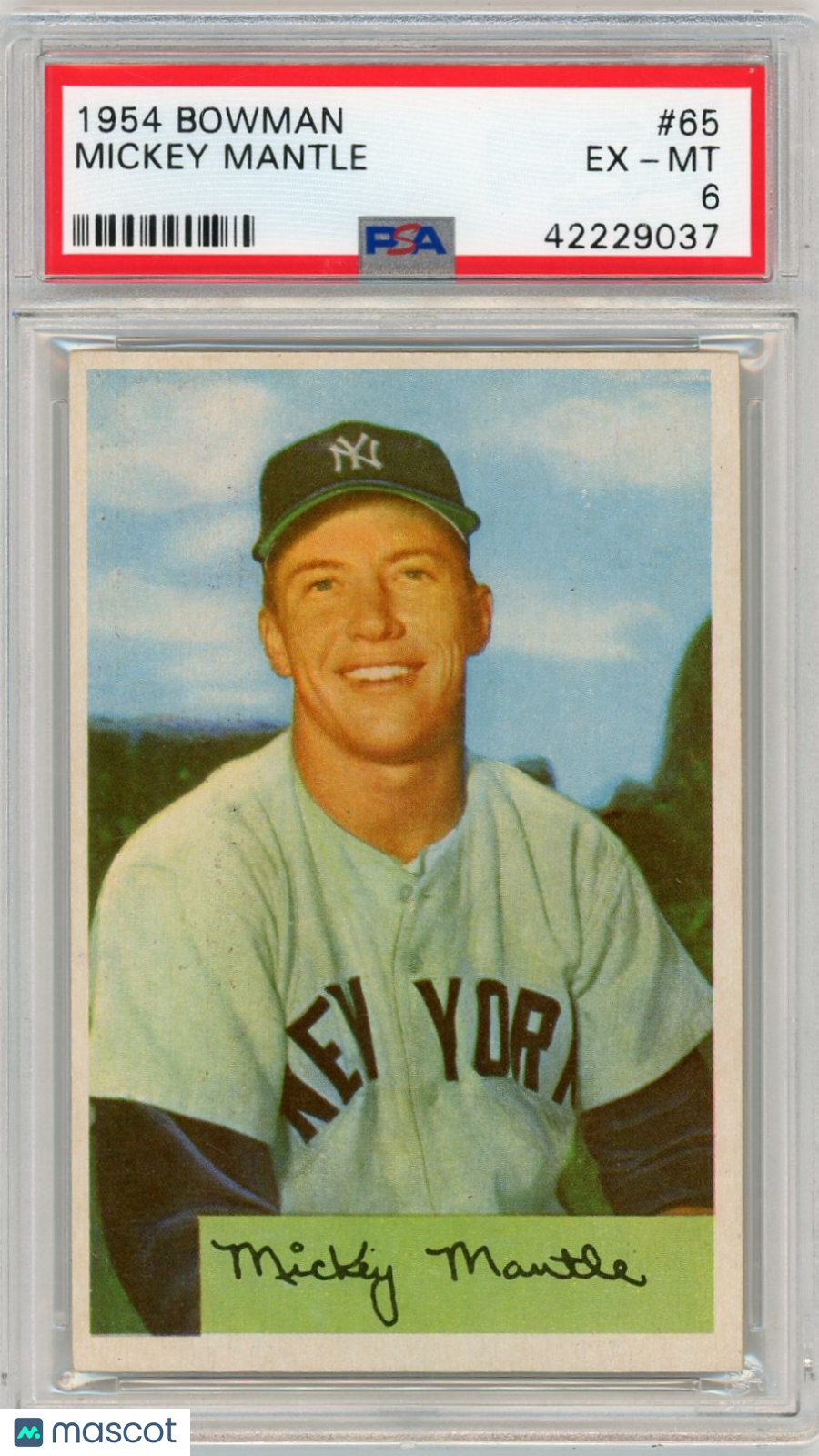 1954 Bowman Mickey Mantle #65 PSA 6