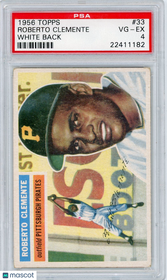 1956 Topps Roberto Clemente #33 White Back PSA 4